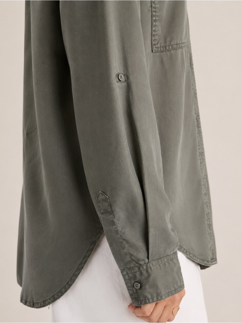 Quince Vintage Wash Tencel Utility Shirt Olive Green Button-Up Size Small - Picture 6 of 11